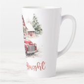 Waterverf Kerst  Vrachtwagen en Schuur Latte Mok (Rechts)