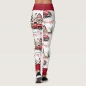 Waterverf Kerst  Vrachtwagen en Schuur Leggings (Achterkant)