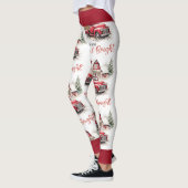Waterverf Kerst  Vrachtwagen en Schuur Leggings (Links)