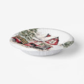 Waterverf Kerst  Vrachtwagen en Schuur Papieren Kommen (Gebogen)