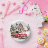 Waterverf Kerst  Vrachtwagen en Schuur Papieren Kommen (Feest)