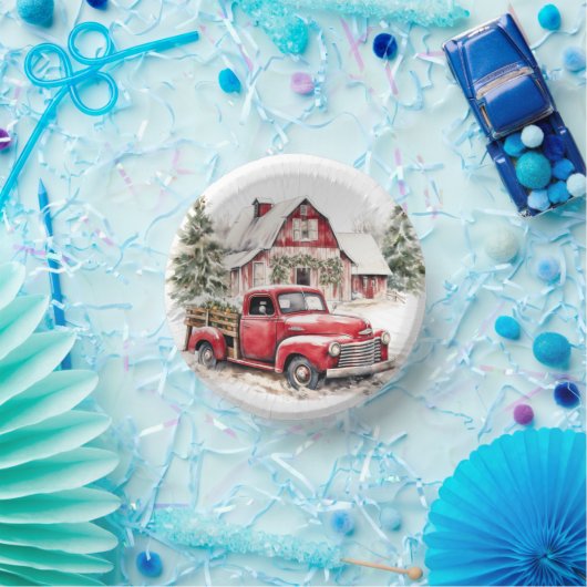 Waterverf Kerst  Vrachtwagen en Schuur Papieren Kommen (Feest)