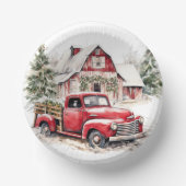 Waterverf Kerst  Vrachtwagen en Schuur Papieren Kommen (Voorkant)