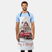 Waterverf Kerst  Vrachtwagen en Schuur Schort (Gedragen)