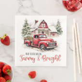 Waterverf Kerst  Vrachtwagen en Schuur Servet (Insitu)