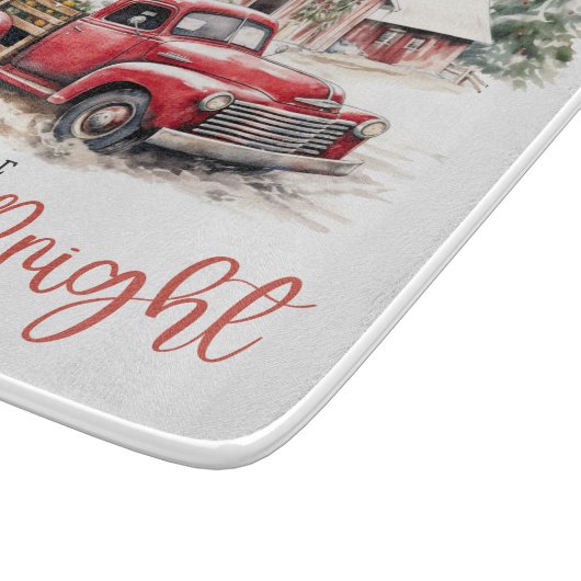 Waterverf Kerst Vrachtwagen en Schuur Snijplank (Hoek)