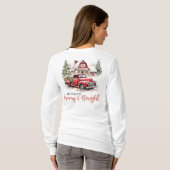 Waterverf Kerst  Vrachtwagen en Schuur T-shirt (Achterkant volledig)