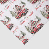 Waterverf Kerst  Vrachtwagen en Schuur Tissuepapier (Detail)