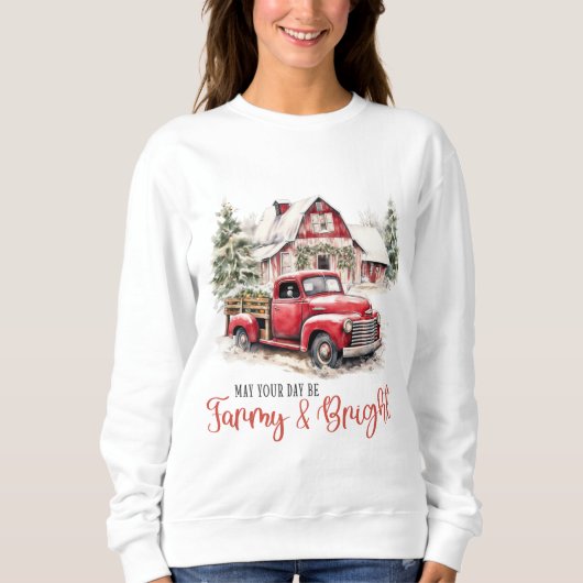 Waterverf Kerst Vrachtwagen en Schuur Trui (Voorkant)