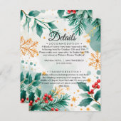 Waterverf Kerst Wedding Details Kaart (Voorkant / Achterkant)