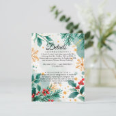 Waterverf Kerst Wedding Details Kaart (Staand voorkant)