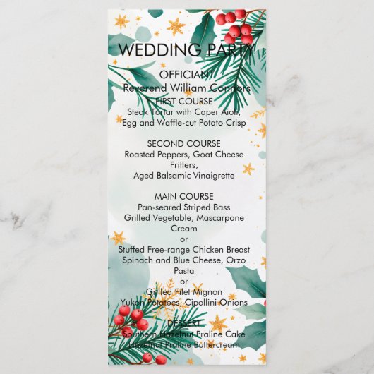 Waterverf Kerst Wedding Menu (Achterkant)