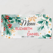 Waterverf Kerst Wedding Menu (Voorkant / Achterkant)