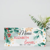 Waterverf Kerst Wedding Menu (Staand voorkant)