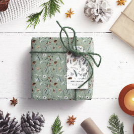 Waterverf Kerst Winter Foliage Gift Labels Cadeaulabel