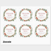 Waterverf Kerst Winter Rood Goud Bruidsfeest Vierkante Sticker (Vel)