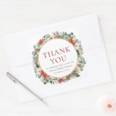 Waterverf Kerst Winter Rood Goud Bruidsfeest Vierkante Sticker (Envelop)