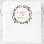 Waterverf Kerst Winter Rood Goud Bruiloftsdouche Vierkante Sticker (Tas)