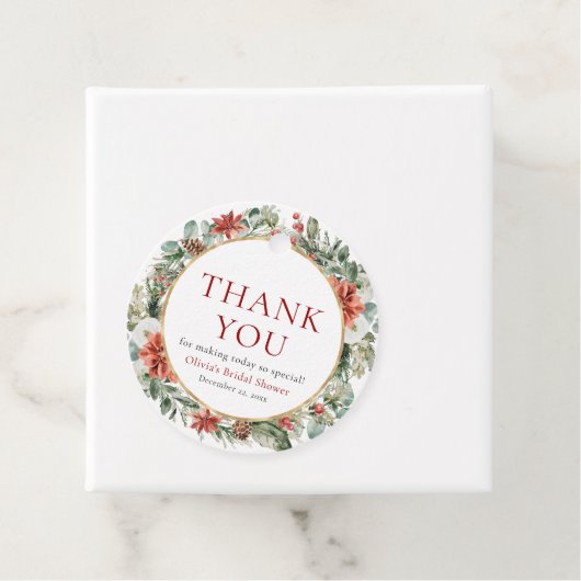 Waterverf Kerst Winter Rood Goud Vrijgezellenfeest Bedankjes Labels (In situ)