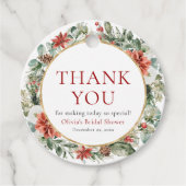 Waterverf Kerst Winter Rood Goud Vrijgezellenfeest Bedankjes Labels (Voorkant)