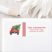 Waterverf  kerstadres rood vrachtwagen etiket (Insitu)