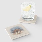 Waterverf kerstaire nerviteitsscène stenen onderzetter (Zijkant)