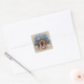 Waterverf kerstaire nerviteitsscène vierkante sticker (Envelop)