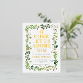 Waterverf Kerstakerkerkerkdienst Greenery Folie Feestdagen Briefkaart (Staand Voorkant)