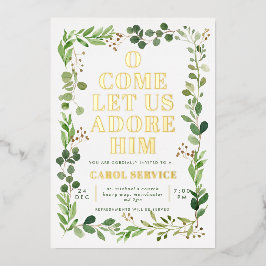 Waterverf Kerstakerkerkerkdienst Greenery Folie Uitnodiging