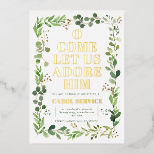 Waterverf Kerstakerkerkerkdienst Greenery Folie Uitnodiging