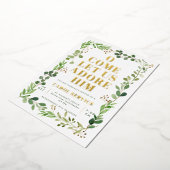 Waterverf Kerstakerkerkerkdienst Greenery Folie Uitnodiging (Gedraaid)