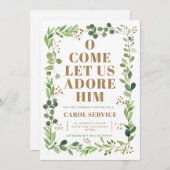 Waterverf Kerstakerkerkerkdienst Greenery Kaart (Voorkant / Achterkant)