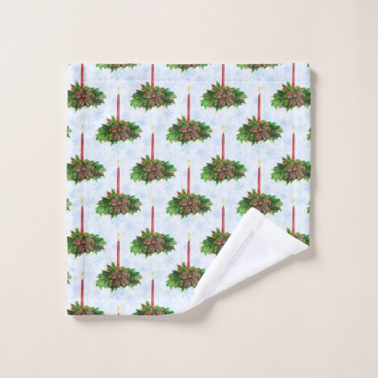 Waterverf kerstakerkkaarsen bad handdoek (Wasdoekje)