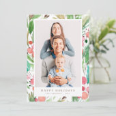 Waterverf kerstaven Botanische chemicaliën Moderne Feestdagenkaart (Staand voorkant)