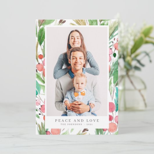 Waterverf kerstaven Botanische chemicaliën Moderne Feestdagenkaart (Staand voorkant)