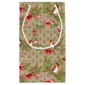 Waterverf kerstaven voor kerstmis Holly SMALL Bag Klein Cadeauzakje (Achterkant)