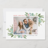 Waterverf kerstavond en Holly Foto Feestdagenkaart (Voorkant)