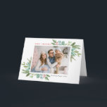 Waterverf kerstavond en Holly Lijst Feestdagen Kaart<br><div class="desc">Vrolijk kerstfeest! Stuur vakantiewensen naar familie en vrienden met deze groene vakantiekaart. Het is voorzien van waterverf illustratie van hollies,  pijnnaalden en eucalyptus en evergreen met klassieke typografie. Personaliseer door uw favoriete foto te voorzien en namen en bericht toe te voegen. Overeenkomende objecten zijn beschikbaar.</div>