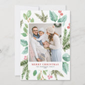 Waterverf kerstavond en Holly Lijst Foto Feestdagenkaart (Voorkant)