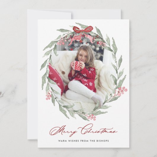 Waterverf kerstavond grote foto feestdagenkaart (Voorkant)