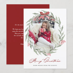 Waterverf kerstavond grote foto feestdagenkaart