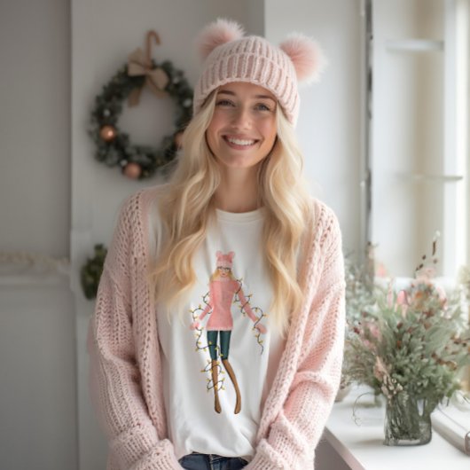 Waterverf kerstavond met een meisje met een licht t-shirt