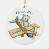 Waterverf kerstavond van het Beer Cute Keramisch Ornament (Voorkant)