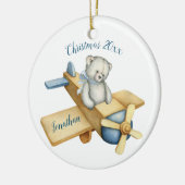 Waterverf kerstavond van het Beer Cute Keramisch Ornament (Links)