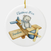 Waterverf kerstavond van het Beer Cute Keramisch Ornament (Achterkant)