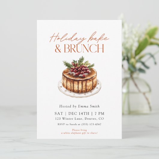 Waterverf Kerstbak- en Brunchfeest Kaart (Staand voorkant)