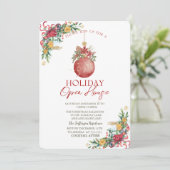 Waterverf kerstbal, Branches Holiday Kaart (Staand voorkant)