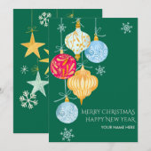 Waterverf kerstbal feestdagenkaart (Voorkant / Achterkant)