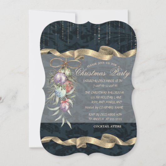 Waterverf kerstballen, Damascus-kerstfeest Kaart (Voorkant)