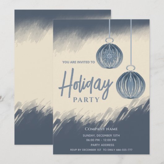 Waterverf kerstballen Feest Kaart (Voorkant / Achterkant)